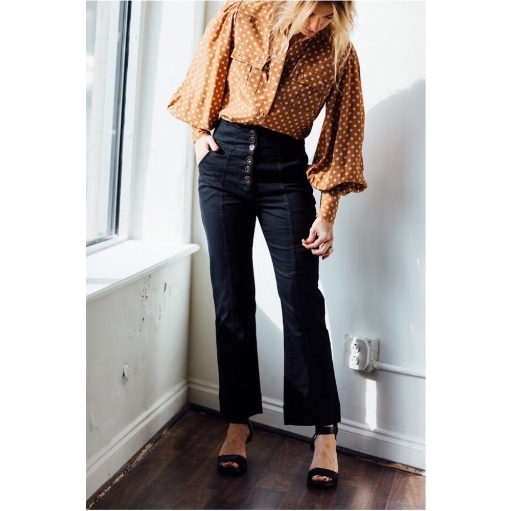 Ulla Johnson Ellis Jean Noir Black Button Fly High Waited